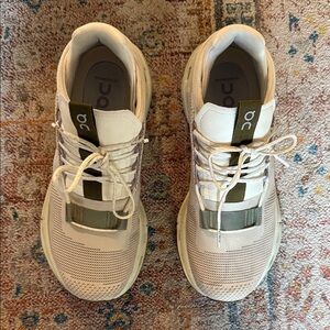 On Running Cloudtec Cream and Olive Sneakers